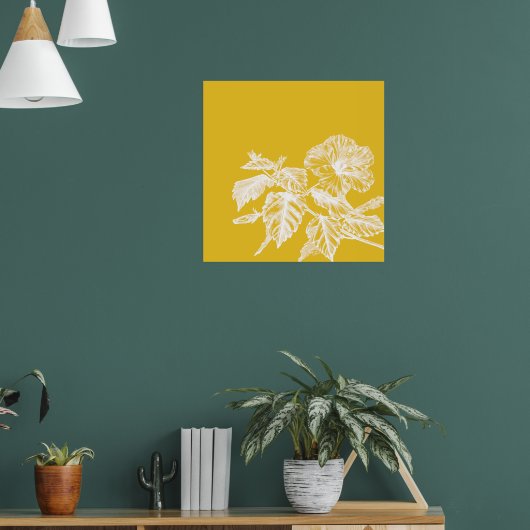 Minimalistischer Hibiskus Blume Kunst Poster (Wohnzimmer 1)