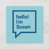 Minimalistischer Himmelblau kühn hallo Sprechblase Quadratische Visitenkarte (Vorderseite)