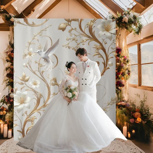 Minimalistischer Hintergrund von White Hummingbird Wandteppich