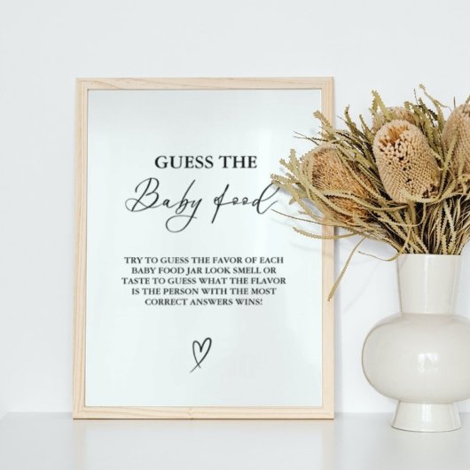 Minimalistischer Hinweis: Baby Food Baby Shower Ga Poster