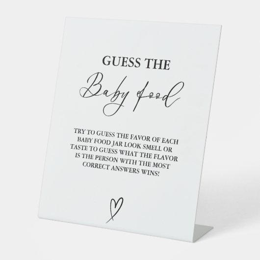 Minimalistischer Hinweis: Baby Food Baby Shower Ga Sockelschild (Vorderseite)
