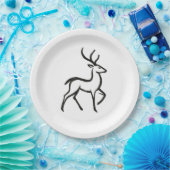 Minimalistischer Hirsch – Wildtierdesign mit Tusch Pappteller (Party)