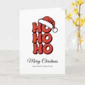 Minimalistischer Ho Ho Ho Rot Frohe Weihnachten Karte (Gelbe Blume)
