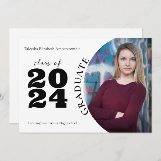 Minimalistischer Hochschulabsolvent mit einem Foto Ankündigung (Vorne/Hinten)