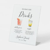 Minimalistischer Hochzeitcocktail Signature Drink Sockelschild (Vorderseite)