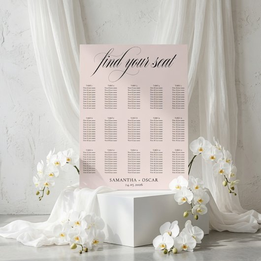 Minimalistischer Hochzeits-Sitzplan | Elegante Sch Poster