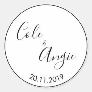 Minimalistischer Hochzeitsaufkleber mit dünner Lin Runder Aufkleber