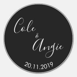 Minimalistischer Hochzeitsaufkleber mit dünner Lin Runder Aufkleber