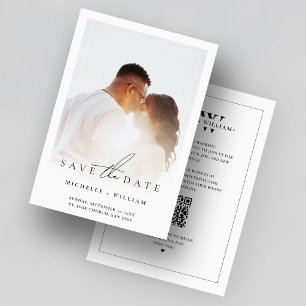 Minimalistischer Hochzeitsbildrahmen sauber weiß Save The Date