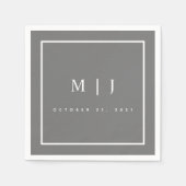 Minimalistischer Hochzeitscocktail in Grau und Wei Serviette (Vorderseite)