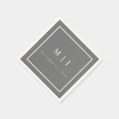 Minimalistischer Hochzeitscocktail in Grau und Wei Serviette (Ecke)