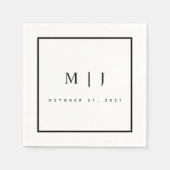 Minimalistischer Hochzeitscocktail in Schwarz/Weiß Serviette (Vorderseite)