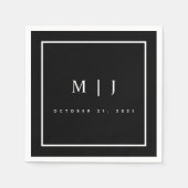 Minimalistischer Hochzeitscocktail in Schwarz/Weiß Serviette (Vorderseite)