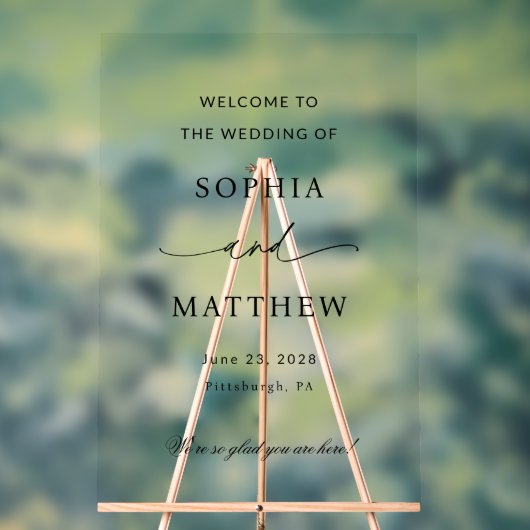 Minimalistischer Hochzeitsempfang Acrylschild (Neutral)