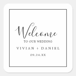 Minimalistischer Hochzeitsempfang Quadratischer Aufkleber