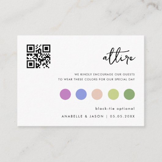 Minimalistischer Hochzeitskleid Code Gast Kleidung Begleitkarte (Vorderseite)