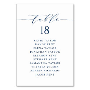 Minimalistischer Hochzeitsplan für Navy Blue Tischnummer