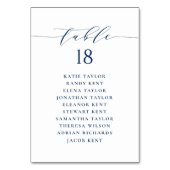 Minimalistischer Hochzeitsplan für Navy Blue Tischnummer (Rückseite)