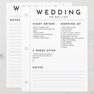 Minimalistischer Hochzeitsplaner Nacht Vorher Nach
