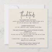 Minimalistischer Hochzeitsplatz Einladung (Rückseite)