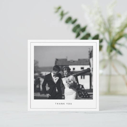 Minimalistischer Hochzeitsplatz Foto Dankeschön Ka Dankeskarte (Stehend Vorderseite)