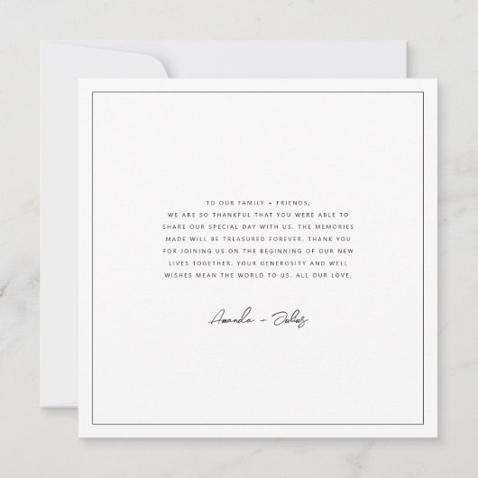 Minimalistischer Hochzeitsplatz Foto Dankeschön Ka Dankeskarte (Rückseite)