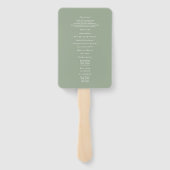 Minimalistischer Hochzeitsprogramm in Salbeigrün Fächer (Rückseite)