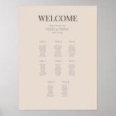 Minimalistischer Hochzeitssitzplan (8) Soft Latte Poster (Vorne)
