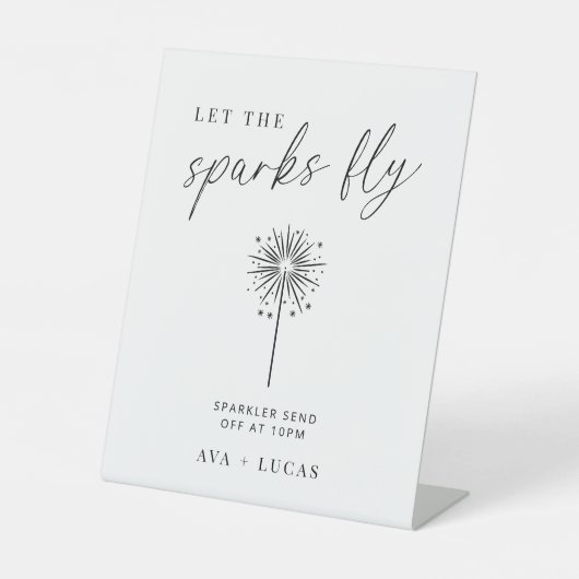 Minimalistischer Hochzeitssparkler abschicken Sockelschild (Vorderseite)