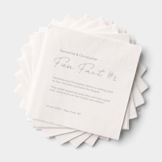 Minimalistischer Hochzeitsspass - Custom Silver Servietten Mit Folie (Insitu (Gestapelt))