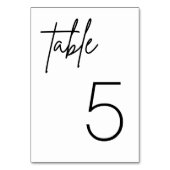 Minimalistischer Hochzeitstisch in Schwarz und Wei Tischnummer (Rückseite)