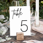 Minimalistischer Hochzeitstisch in Schwarz und Wei Tischnummer