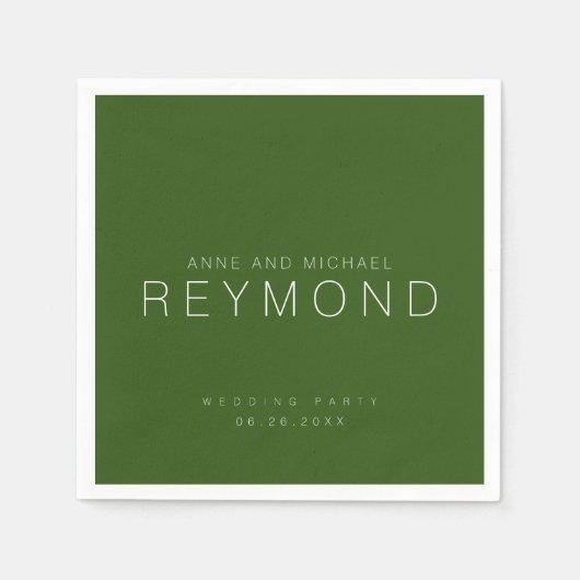Minimalistischer Hochzeitswald grün Serviette (Vorderseite)