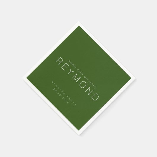 Minimalistischer Hochzeitswald grün Serviette (Ecke)