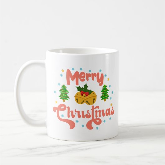 Minimalistischer Holiday Cheer Bright Festive Red Kaffeetasse (Links)