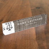 Minimalistischer Holzstaatsanwalt Namensplakette (Seite)