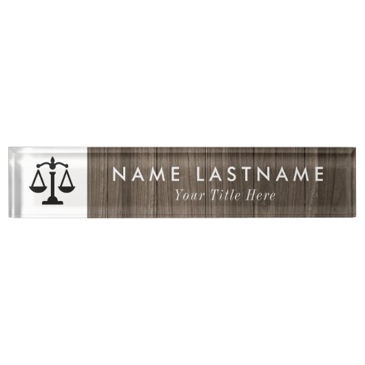 Minimalistischer Holzstaatsanwalt Namensplakette (Vorderseite)