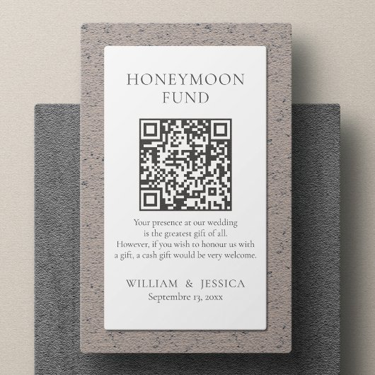 Minimalistischer Honeymoon-Fonds mit QR-Code Begleitkarte