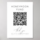 Minimalistischer Honeymoon Fund + QR Code | Hochze Poster (Vorne)