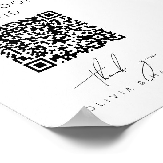 Minimalistischer Honeymoon Fund + QR Code | Hochze Poster (Ecke)