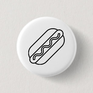 Minimalistischer Hot Dog Button. Funny Line Art Fo Button