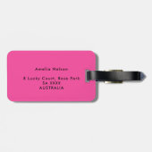 Minimalistischer, Hot Pink-Zoll-Tag Gepäckanhänger (Rückseite horizontal)
