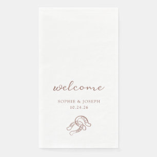Minimalistischer Hufeisen   Braune und weiße Hochz Serviette