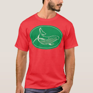 Minimalistischer Humpback Whale Grün und Weiß T-Shirt
