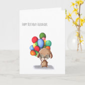 Minimalistischer Hund mit Balloons Personalisiert Karte (Gelbe Blume)