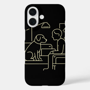 Minimalistischer Hund und menschliche Linie Kunst iPhone 16 Hülle