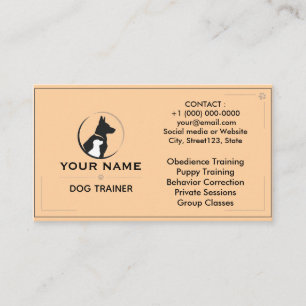 Minimalistischer Hundetrainer Individuelle Visiten Visitenkarte