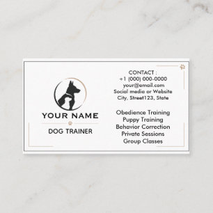 Minimalistischer Hundetrainer Individuelle Visiten Visitenkarte