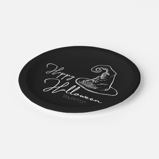 Minimalistischer Hut aus Schwarz und Weiß Pappteller (Schrägansicht)