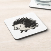 Minimalistischer Igel - Schwarzes Farbmuster Getränkeuntersetzer (Linke Seite)